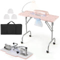 Table de travail avec une structure pliable, coloris rose